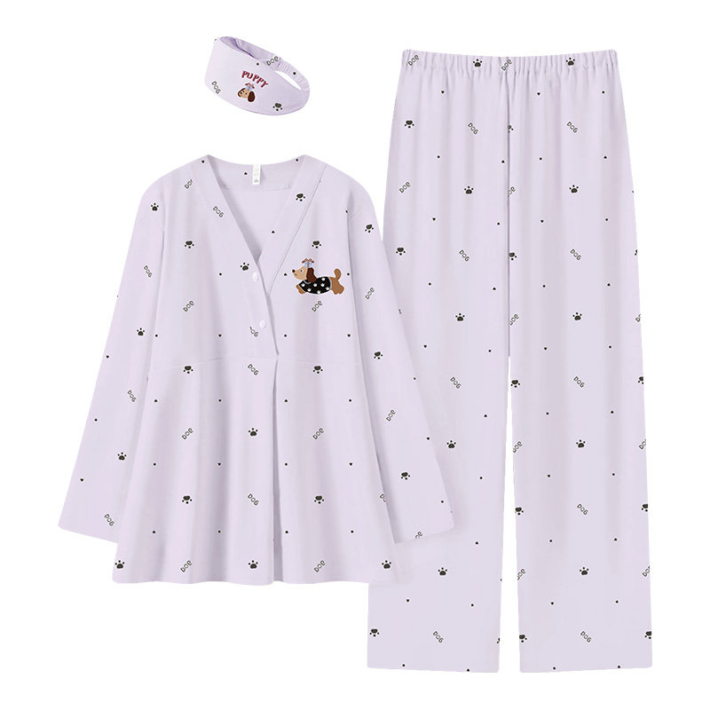 带胸垫吸汗莫代尔月子服夏季薄款产后产妇孕妇睡衣哺乳喂奶家居服