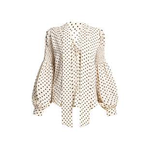 【所有姐姐的衣橱直播间】Tuwhy飘带长袖衬衣法式宫廷袖波点衬衫