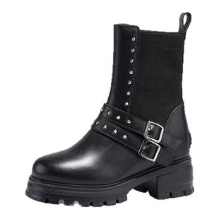 【谭松韵同款】iiJin艾今25新款9.5cm厚底内增高切尔西靴女595VNA