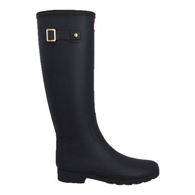 HUNTER女Refined防水雨靴时尚哑光金色扣轻奢精致高筒长靴