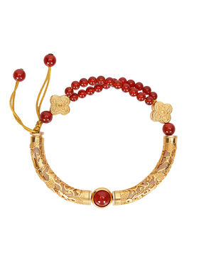 大英博物馆花丝镂空红玛瑙手链手串女款新婚结婚礼物生日礼物女生