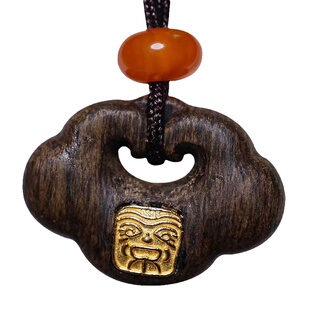 天然文莱黑棋沉香如意项链吊坠镶嵌扎基沉水级老料奇楠挂坠女挂饰