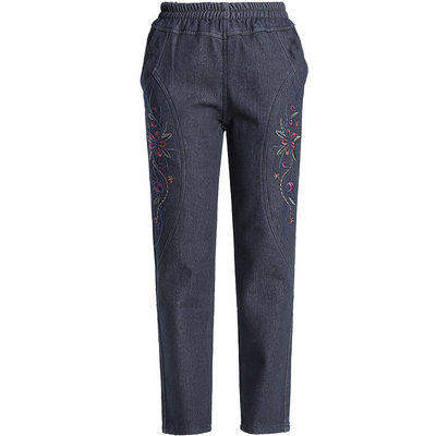 中老年人牛仔裤棉质妈妈裤子