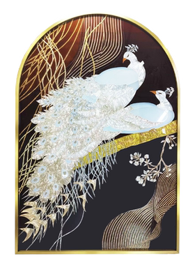现代美式玄关珐琅彩拱形画装饰画