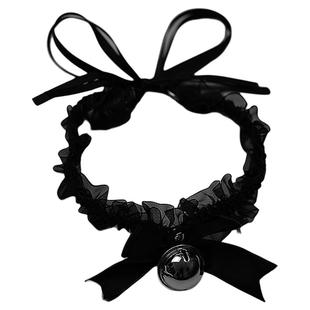 蕾丝蝴蝶结挂脖铃铛项圈项链女choker脖子配饰颈带个性颈链软妹潮