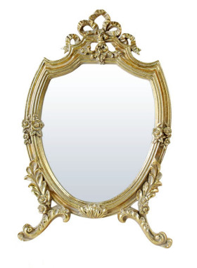 出口欧洲宫廷风梳妆镜复古金桌面化妆镜子装饰镜台镜摆件