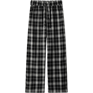 班尼路SK日系复古慵懒风抽绳格子裤男松弛感宽松阔腿休闲裤子男YS