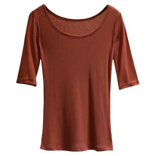 百搭纱网打底衫女款中袖黑纱上衣黑色网纱t恤圆领半袖纱衣小衫秋