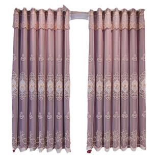 窗帘新款浮雕双层布纱一体加厚遮光绣花现代北欧式客厅卧室飘窗帘