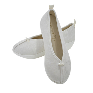 乌衣巷汉服鞋子女白色登云履珍珠提花厚底古风增高布鞋舒适古装鞋