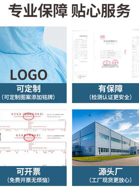 防静电服洁净服百级衣半导体工作服无尘室网格连帽连体衣服直拉链