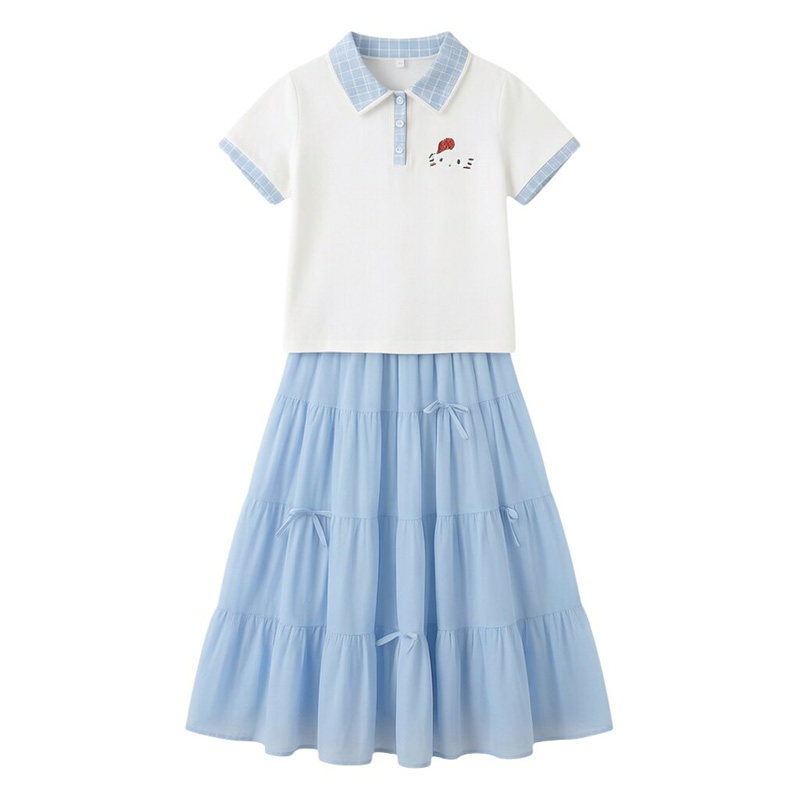 女童夏季套装学院风超好看两件套