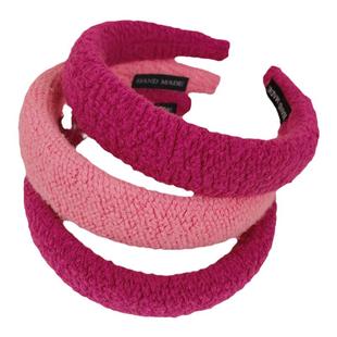 秋冬高颅顶发箍女款海绵高级感头箍羊羔毛粉红色毛绒发卡2025新款