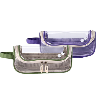 卡拉羊多隔层透明果冻笔袋防水学生文具盒女孩铅笔考试专用糖果色