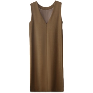 芝美日禾 美拉德穿搭下摆拉毛前后两穿羊毛背心连衣裙气质高级感