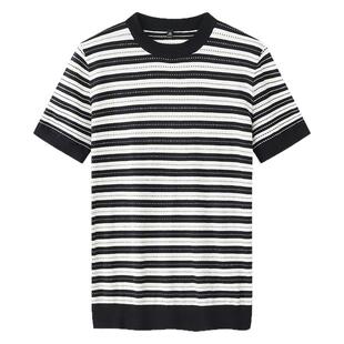 【舒适100%棉】经典度假航海风 14针横条纹圆领T恤撞色短袖海魂衫