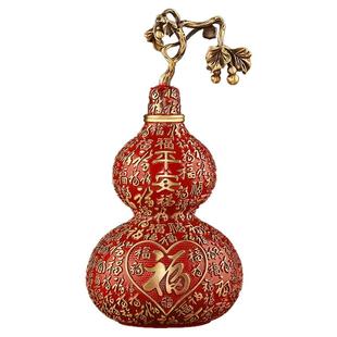 百福铜葫芦彩绘纯铜镇宅装饰平安店铺结婚摆件祝寿开口福禄工艺品