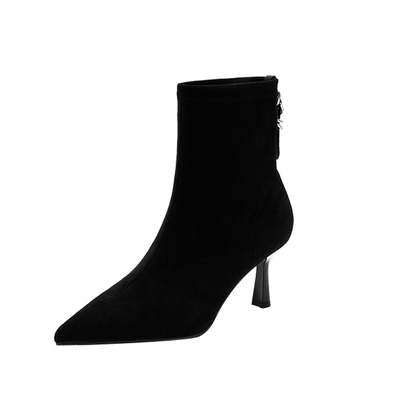 哈森尖头细高跟瘦瘦靴气质优雅百搭女短靴2025冬新款HWA250127