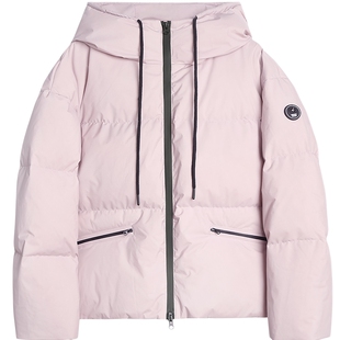 布景短款羽绒服女2025年冬季新品简约休闲连帽厚款白鸭绒外套1358