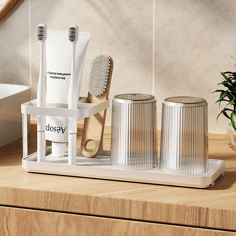牙刷置物架刷牙杯架子杯子卫生间漱口杯免牙缸牙膏电动打孔壁挂式
