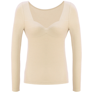 【品牌特惠】宝诗嫣德绒保暖内衣女秋冬季打底衫带胸垫可外穿秋衣