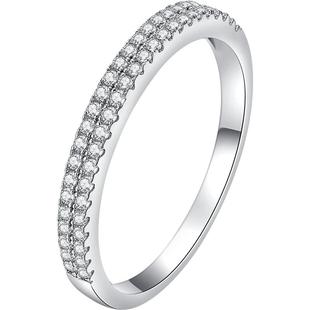 JAY璀璨双排戒指女轻奢高级感925银指环小众食指戒中指尾戒素圈