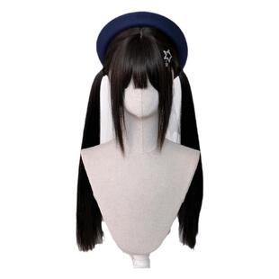 高层次少萝双马尾Lolitajk黑长直仿真日常自然假发女全头套