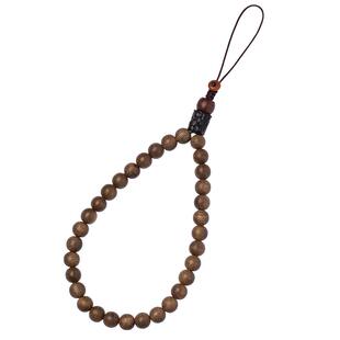 琼睿沉香木制圆珠子手机挂绳短款手腕绳男女手机链佛珠吊坠挂饰挂件耐用好看挂链U盘包相机挂坠高级挂饰品