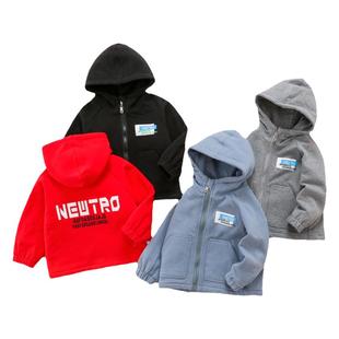 小数点男童加绒外套秋新款儿童连帽双层上衣夹克带帽棒球服90-130