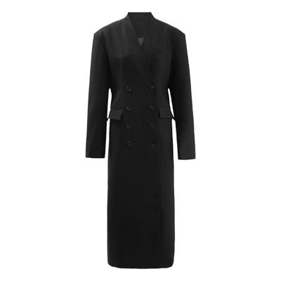 高级无领无领中长款风衣外套