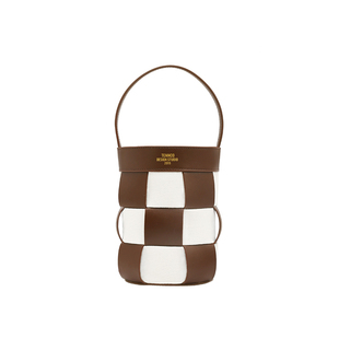 【特价清仓】TENNCO原创「棋盘圆桶包」真皮水桶包手提单肩斜挎包