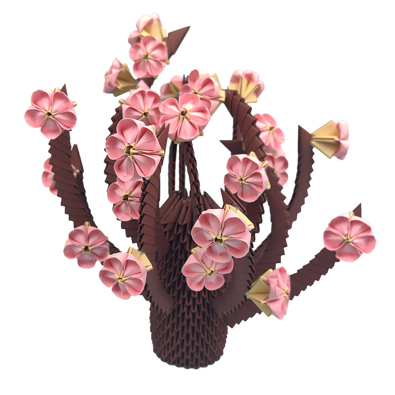 梅花树手工三角插折纸家居摆件