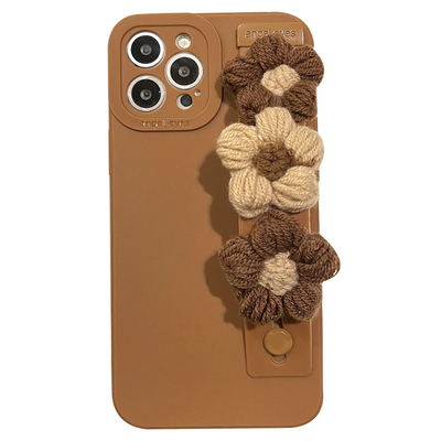 花朵毛绒手腕带个性手机壳