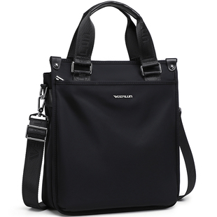 威尔伦大容量商务手提包男款公文包文件包男士单肩斜挎包男包通勤