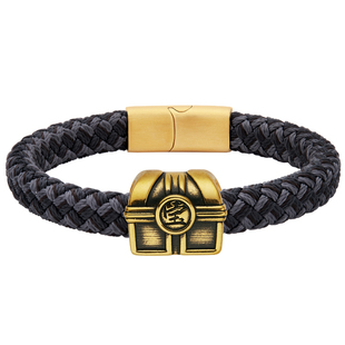 足金宝藏黄金手链男款招财国潮黑金招财转运珠百宝箱父亲节礼物