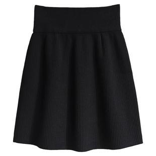 短裙高腰针织包臀半身裙女秋冬屁帘下摆冬季黑色超短裙小个子半裙