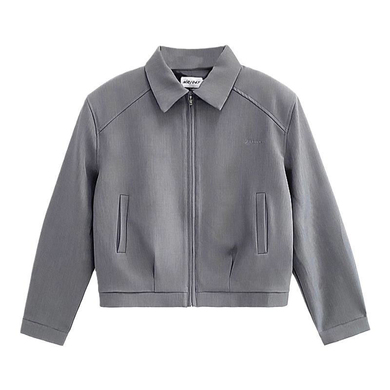 WH先生美式潮牌cleanfit短款西装夹克男女复古宽松小众垫肩外套