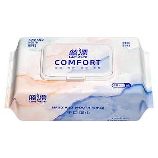蓝漂80抽湿纸巾手口屁专用新生幼儿童湿巾纸大包家用实惠装