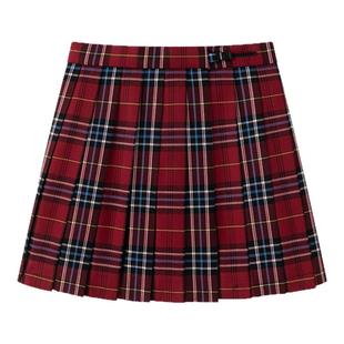 东京岁时记jk红色格裙小个子高腰短裙半身裙女夏马甲背心制服套装