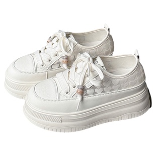 小个子内增高透气小白鞋女2026新款夏季薄款镂空网面鞋厚底松糕鞋