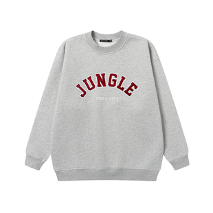 丛林老虎美式贴布绣字母圆领卫衣男女复古潮流350g重磅加绒上衣