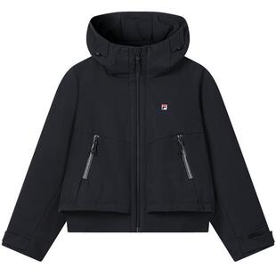 FILA 斐乐官方女士梭织外套2026春新款休闲简约宽松连帽短款上衣