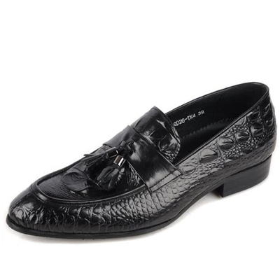 鳄鱼纹时尚尖头牛皮商务潮流男鞋