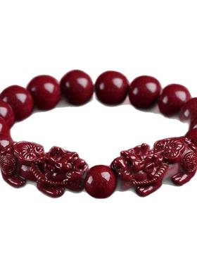 朱砂双貔貅手串砂本命年男女款