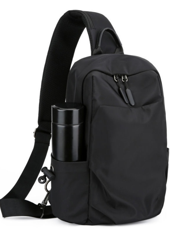 胸包男大容量斜挎包单肩包休闲胸前水杯包防水牛津布潮流小背包包