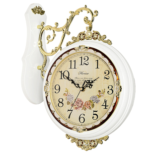 汉时欧式双面挂钟客厅钟表创意静音时尚两面石英钟现代大号HDS01