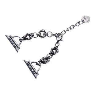 索柯适用苹果手表Se2代Apple WatchSeries10表带iwatch9/8/7/6/5/4代表带金属镂空设计感链条透气夏日42/46mm