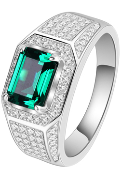 925纯银镀金镶嵌绿宝石戒指