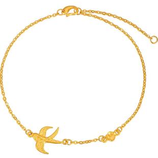 明牌珠宝古法黄金手链 平安喜庆云燕足金手饰女士链AFK0182