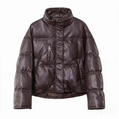 2025加厚保暖短款蛋白皮羽绒服女